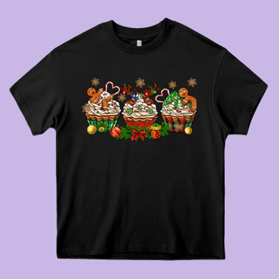 Christmas Cupcake With Gingerbreads Bbs Heavy Core Tee Designed By Bundleandbundleshop