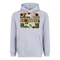 Heather Grey Howdy Serape And Sunflower Heavyweight Hoodie - RanaPortraitStore