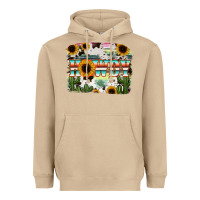 Mushroom Howdy Serape And Sunflower Heavyweight Hoodie - RanaPortraitStore