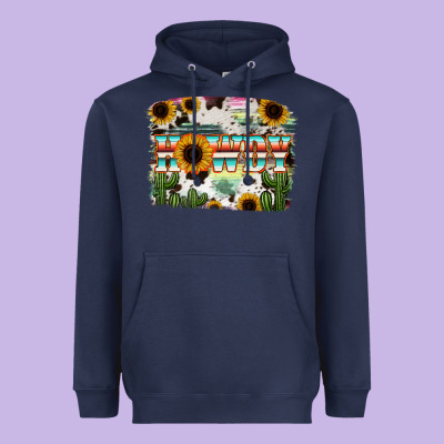 Howdy Serape And Sunflower Heavyweight Hoodie Designed By Ranaportraitstore