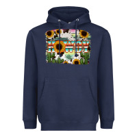Navy Howdy Serape And Sunflower Heavyweight Hoodie - RanaPortraitStore