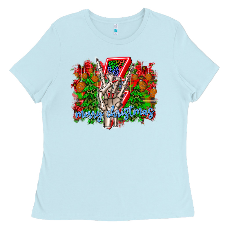 Punk Rock Merry Christmas Ladies Tee by CowhideDigitalArt | Teevron