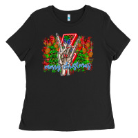 Black punk rock Merry Christmas Ladies Tee - CowhideDigitalArt