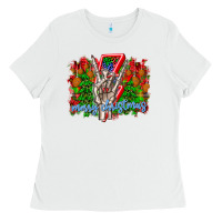 White punk rock Merry Christmas Ladies Tee - CowhideDigitalArt