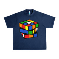 Navy rubik cube Urban Heavy Tee - linhVisuals