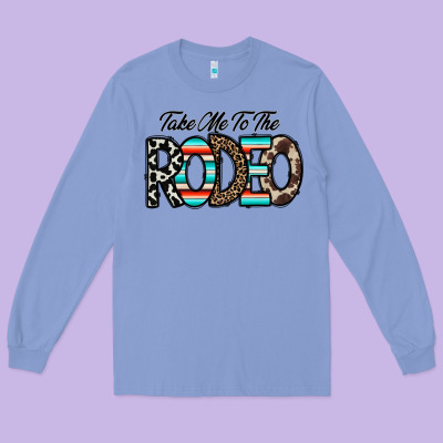 Take Me To The Rodeo Long Sleeve Tee Designed By Cowhidedigitalart