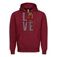 Burgundy Love Lady Of Guadalupe Zipper Hoodie - Jasminsmagicworld