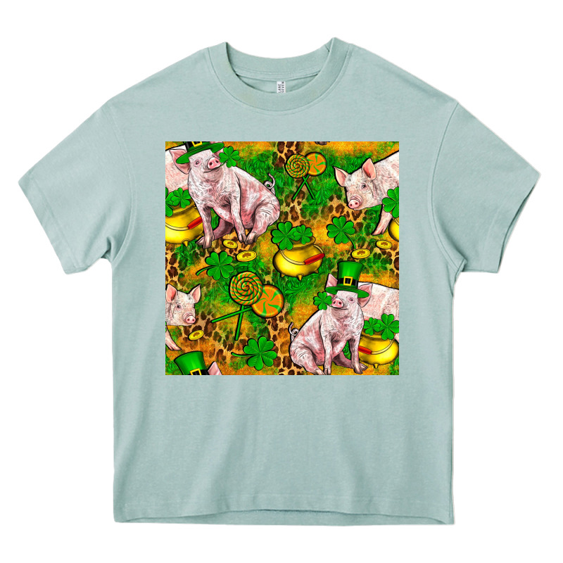 St. Patrick's Day Pig And Candy Pot Of Gold Heavy Core Tee by FaDigitalArtStudio | Teevron