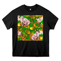 Black St. Patrick's Day Pig And Candy Pot Of Gold Heavy Core Tee - FaDigitalArtStudio