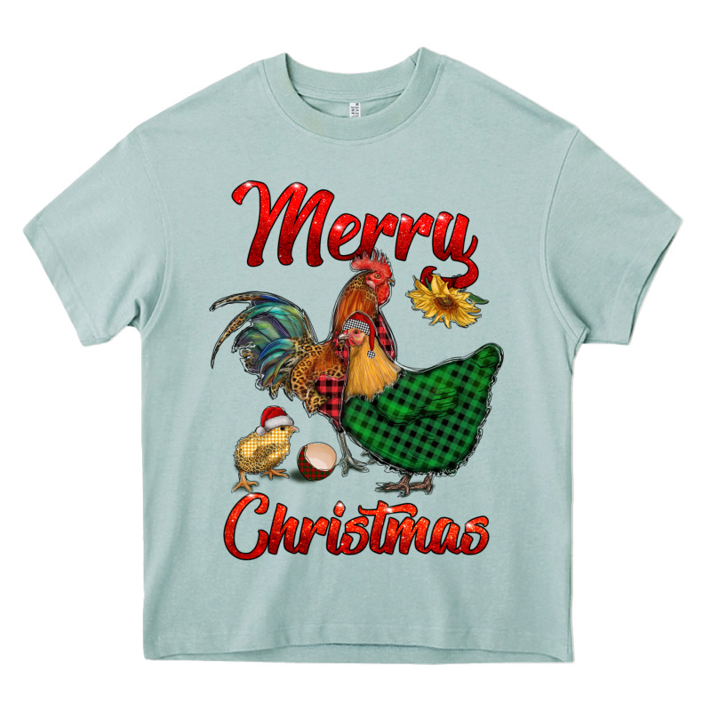Merry Christmas Chickens Heavy Core Tee by RanaPortraitStore | Teevron