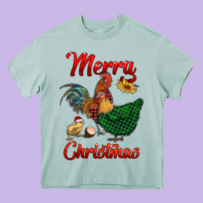 Merry Christmas Chickens Heavy Core Tee Designed By Ranaportraitstore