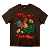 Chocolate Brown merry christmas chickens Heavy Core Tee - RanaPortraitStore