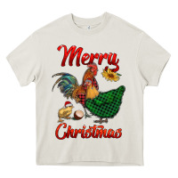 Cream merry christmas chickens Heavy Core Tee - RanaPortraitStore