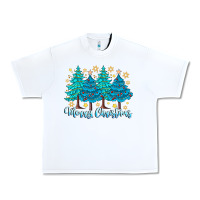 White Merry Christmas Urban Heavy Tee - CowhideDigitalArt