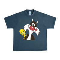 Midnight Navy tweety and sylvester Urban Heavy Tee - linhVisuals