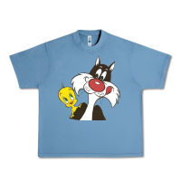 Pebble Blue tweety and sylvester Urban Heavy Tee - linhVisuals