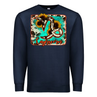 Navy capricorn turquoise cowhide Premium Sweatshirt - RanaPortraitStore
