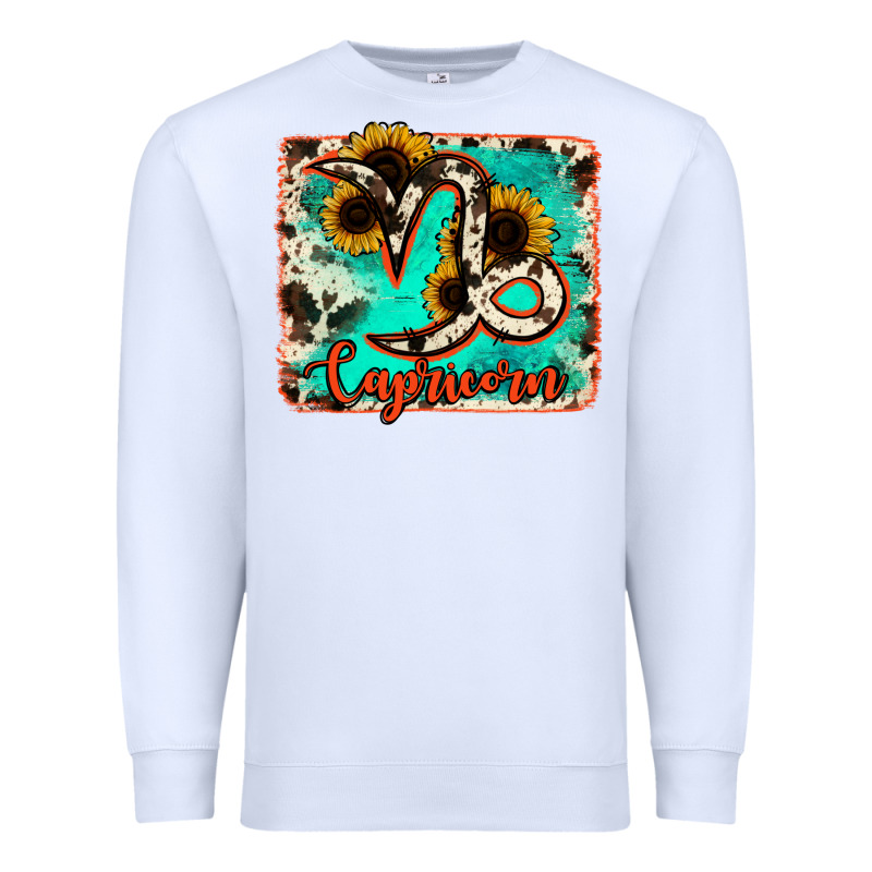 Capricorn Turquoise Cowhide Premium Sweatshirt by RanaPortraitStore | Teevron