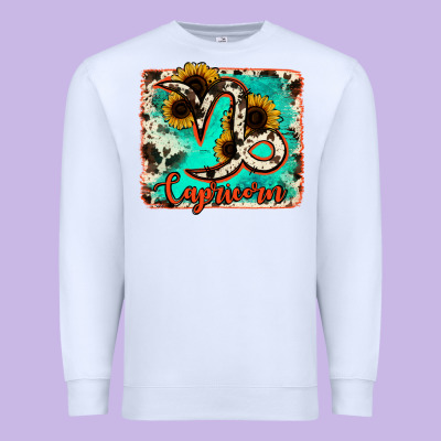 Capricorn Turquoise Cowhide Premium Sweatshirt Designed By Ranaportraitstore