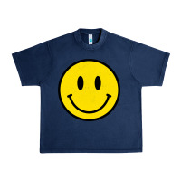 Navy vintage retro happy smiley face 80's 90's aesthetic sweatshirt Urban Heavy Tee - linhVisuals