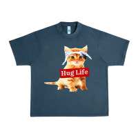 Midnight Navy hug life kitty cat Urban Heavy Tee - linhVisuals