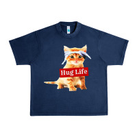 Navy hug life kitty cat Urban Heavy Tee - linhVisuals