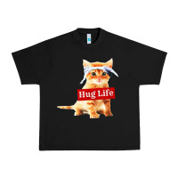Black hug life kitty cat Urban Heavy Tee - linhVisuals