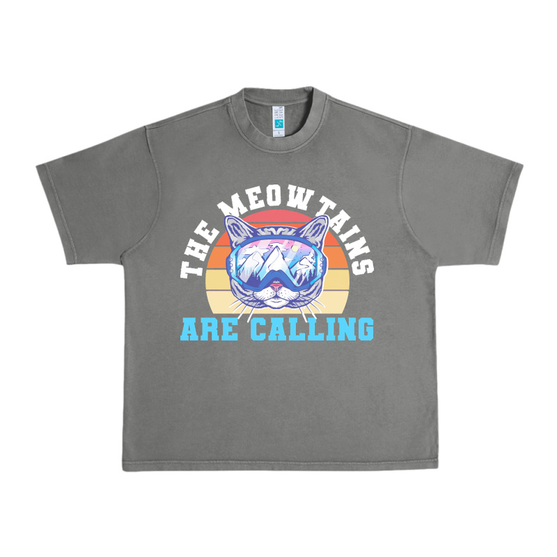 Skiing T  Shirt Ski Goggles Cat The Meowtains Are Calling Skier Winter Urban Heavy Tee by linhVisuals | Teevron