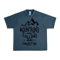 Midnight Navy the mountains are calling and i must go   black Urban Heavy Tee - linhVisuals