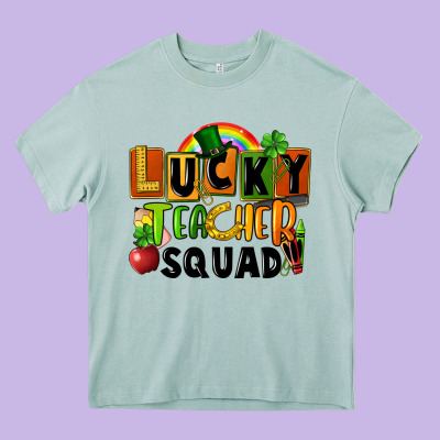 Lucky Teacher Squad Heavy Core Tee Designed By Fadigitalartstudio