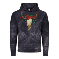Cloud Black bull skull with roses Vintage Hoodie - Artiststas