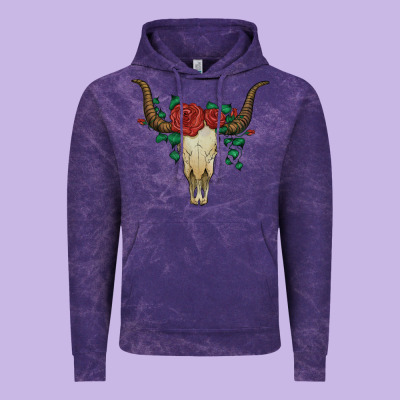 Bull Skull With Roses Vintage Hoodie Designed By Artiststas