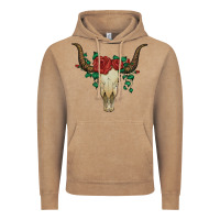 Vintage Coffee bull skull with roses Vintage Hoodie - Artiststas