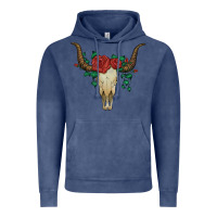 Vintage Denim bull skull with roses Vintage Hoodie - Artiststas