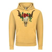 Vintage Mustard bull skull with roses Vintage Hoodie - Artiststas