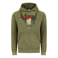 Vintage Olive bull skull with roses Vintage Hoodie - Artiststas