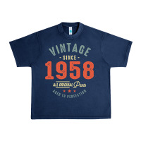 Navy Vintage Since 1958 - 64th Birthday Retro Classic Urban Heavy Tee - linhVisuals