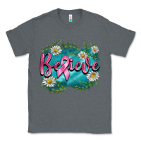 Charcoal Heather breast cancer believe Classic Tee - BarkalooDesign