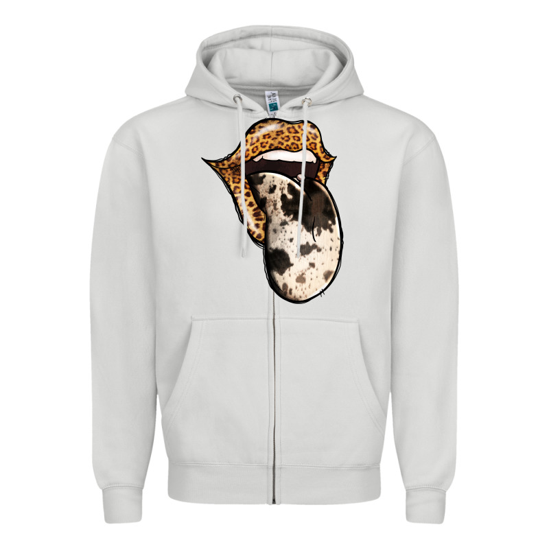 Western Leopard Cowhide Tongue Zipper Hoodie by Jasminsmagicworld | Teevron