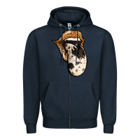 Navy Western Leopard Cowhide Tongue Zipper Hoodie - Jasminsmagicworld