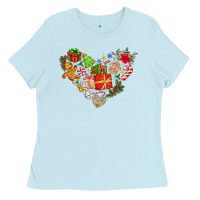 Baby Blue merry Christmas heart Ladies Tee - CowhideDigitalArt