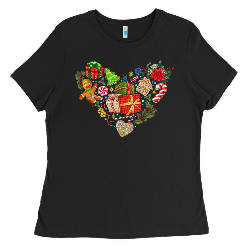 Merry Christmas Heart Ladies Tee by CowhideDigitalArt | Teevron