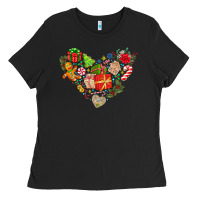 Black merry Christmas heart Ladies Tee - CowhideDigitalArt
