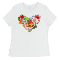 White merry Christmas heart Ladies Tee - CowhideDigitalArt