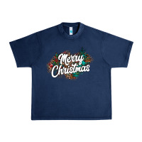 Navy Merry Christmas Urban Heavy Tee - CowhideDigitalArt