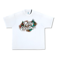 White Merry Christmas Urban Heavy Tee - CowhideDigitalArt