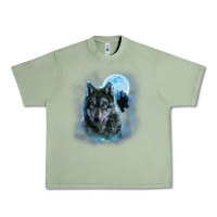 Oil Green t shirt, grey wolf hunting ground, icy moon, forest, galaxy Urban Heavy Tee - linhVisuals