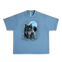 Pebble Blue t shirt, grey wolf hunting ground, icy moon, forest, galaxy Urban Heavy Tee - linhVisuals