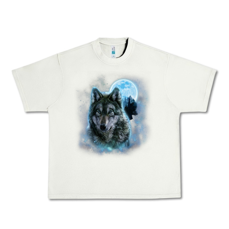 T Shirt, Grey Wolf Hunting Ground, Icy Moon, Forest, Galaxy Urban Heavy Tee by linhVisuals | Teevron