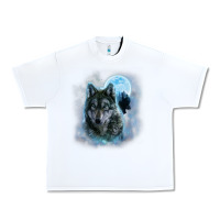 White t shirt, grey wolf hunting ground, icy moon, forest, galaxy Urban Heavy Tee - linhVisuals